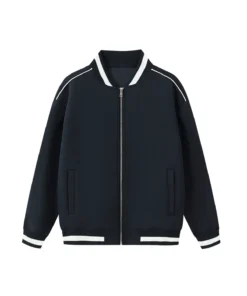 Contrast Piping Zip Bomber Jacket